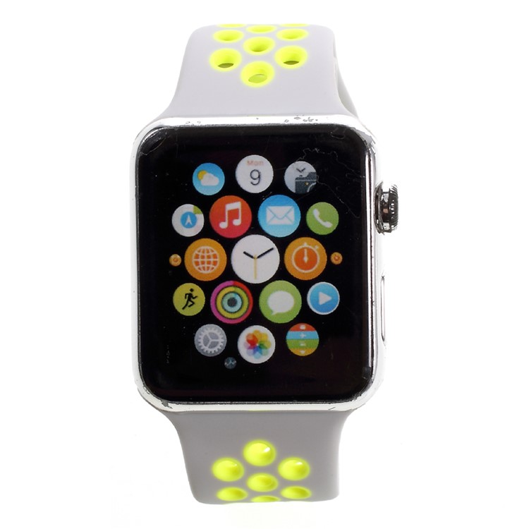 Silicone Watchband Wrist Strap Replacement for Apple Watch Series 4 44mm / Series 3 / 2 / 1 42mm - Grey / Green-4