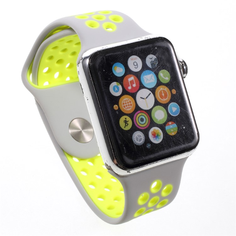Silicone Watchband Wrist Strap Replacement for Apple Watch Series 4 44mm / Series 3 / 2 / 1 42mm - Grey / Green-5