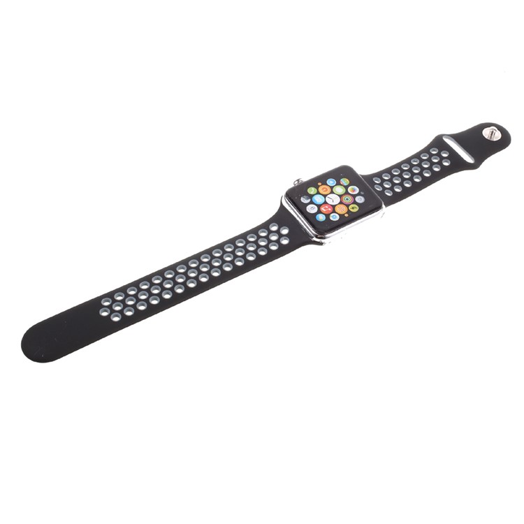 Silicone Watchband Replacement Wrist Strap for Apple Watch 38mm Series 1 Series 2 - Black-3