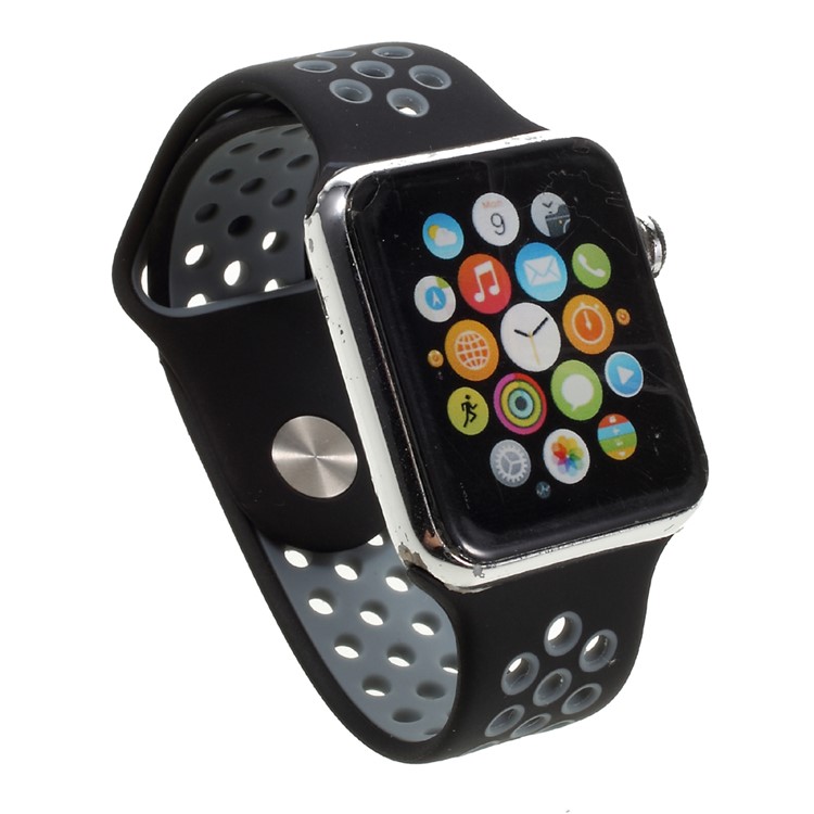 Silicone Watchband Replacement Wrist Strap for Apple Watch 38mm Series 1 Series 2 - Black-6