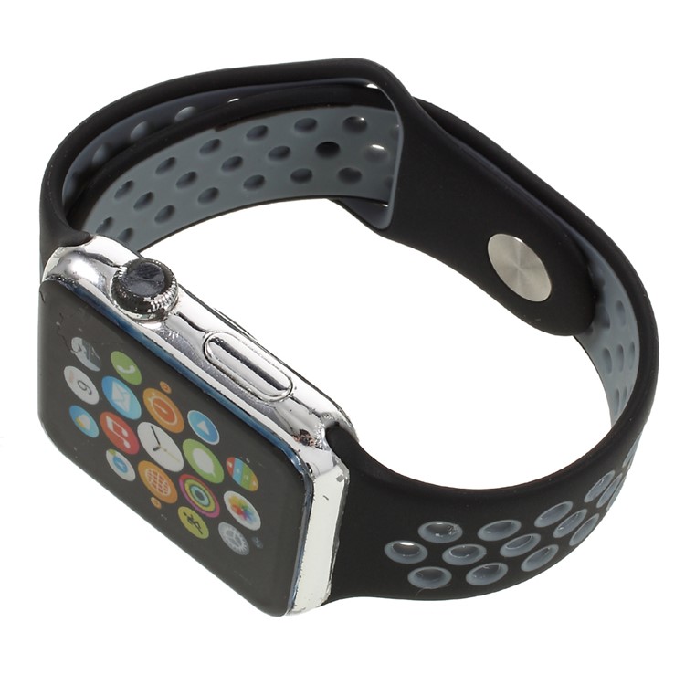 Silicone Watchband Replacement Wrist Strap for Apple Watch 38mm Series 1 Series 2 - Black-8