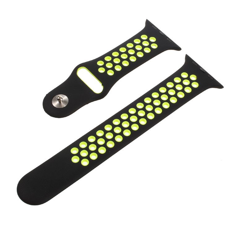 Soft Silicone Watchband Replacement Wrist Strap for Apple Watch 38mm Series 3 Series 1 Series 2 - Black / Green-2