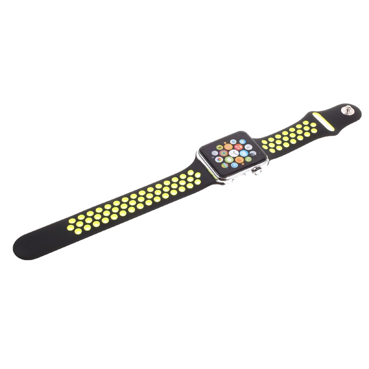 Soft Silicone Watchband Replacement Wrist Strap for Apple Watch 38mm Series 3 Series 1 Series 2 - Black / Green-3