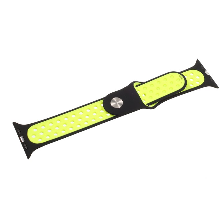 Soft Silicone Watchband Replacement Wrist Strap for Apple Watch 38mm Series 3 Series 1 Series 2 - Black / Green-4
