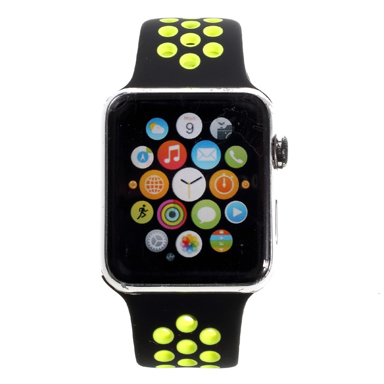 Soft Silicone Watchband Replacement Wrist Strap for Apple Watch 38mm Series 3 Series 1 Series 2 - Black / Green-6