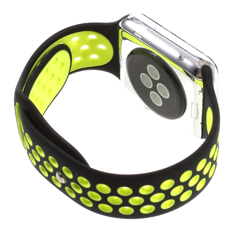 Soft Silicone Watchband Replacement Wrist Strap for Apple Watch 38mm Series 3 Series 1 Series 2 - Black / Green-7