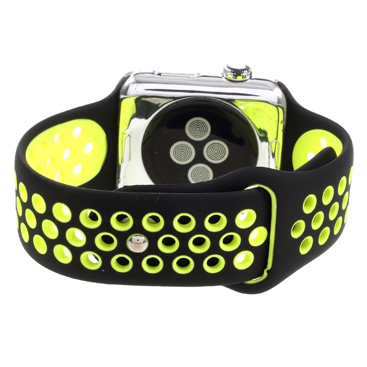 Soft Silicone Watchband Replacement Wrist Strap for Apple Watch 38mm Series 3 Series 1 Series 2 - Black / Green-9