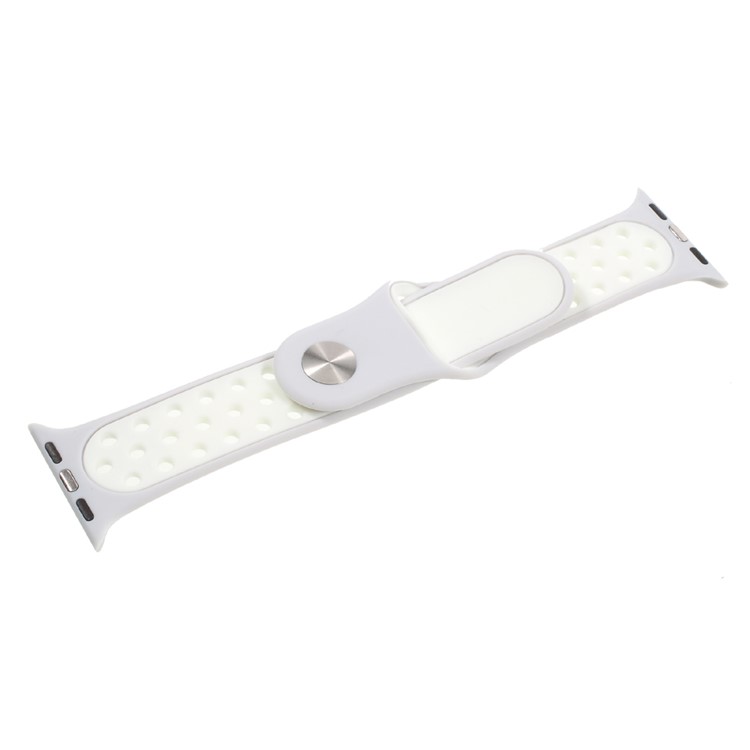 Silicone Watchband High Quality Wrist Strap Replacement for Apple Watch 38mm Series 3 Series 1 Series 2 - Grey / White-4