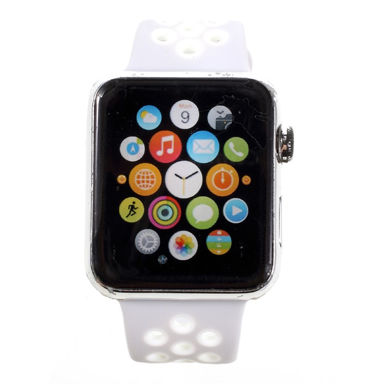 Silicone Watchband High Quality Wrist Strap Replacement for Apple Watch 38mm Series 3 Series 1 Series 2 - Grey / White-5