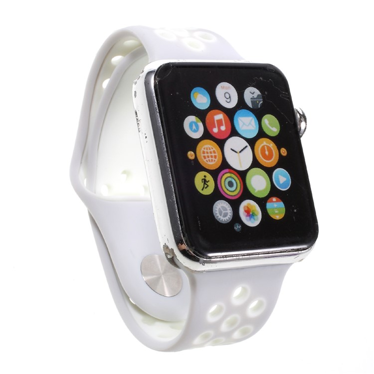 Silicone Watchband High Quality Wrist Strap Replacement for Apple Watch 38mm Series 3 Series 1 Series 2 - Grey / White-6