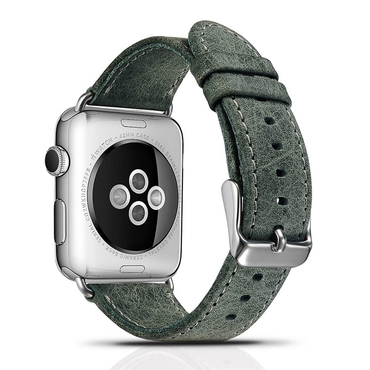 ICARER Classic Genuine Leather Watch Band for Apple Watch 38mm Series 3 Series 1 Series 2 - Green-1
