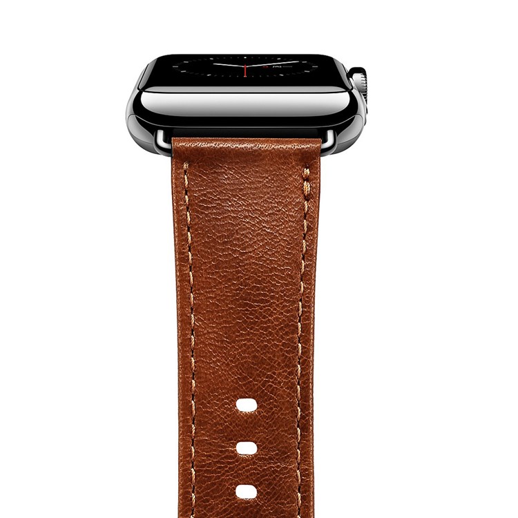 ICARER Classic Genuine Leather Wrist Strap for Apple Watch Series 4 40mm / Series 3 2 1 38mm - Light Brown-6