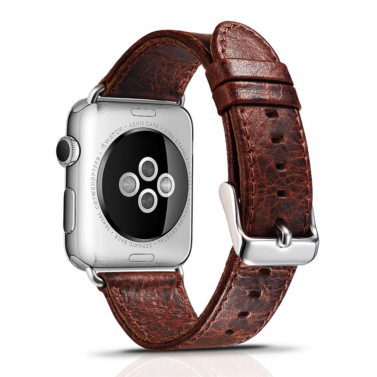 ICARER Classic Genuine Leather Band for Apple Watch 42mm Series 3 Series 2 Series 1 - Coffee-1