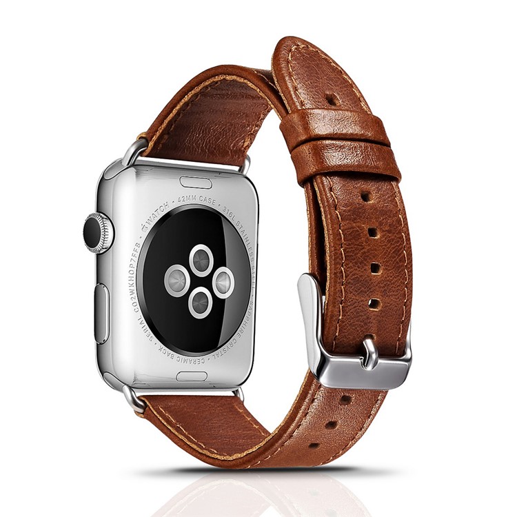ICARER Classic Genuine Leather Wrist Band for Apple Watch 42mm Series 1 Series 2 Series 3 - Dark Brown-1