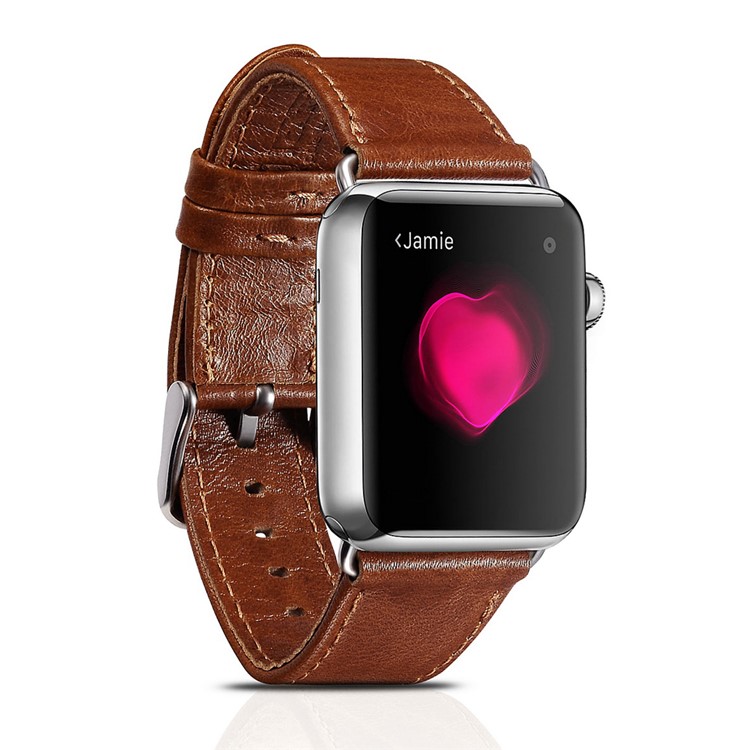 ICARER Classic Genuine Leather Wrist Band for Apple Watch 42mm Series 1 Series 2 Series 3 - Dark Brown-2