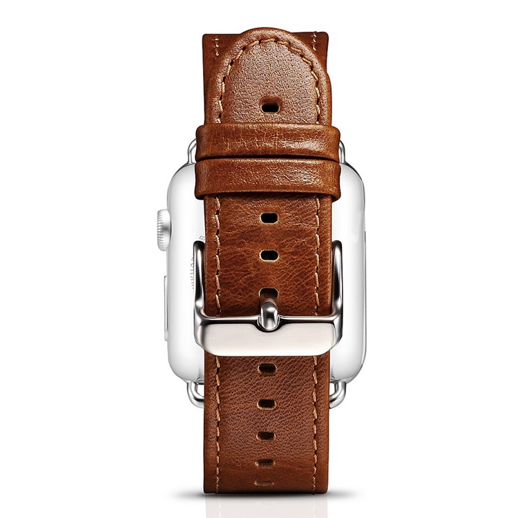 ICARER Classic Genuine Leather Wrist Strap for Apple Watch 42mm Series 1 Series 2 Series 3 - Light Brown-7