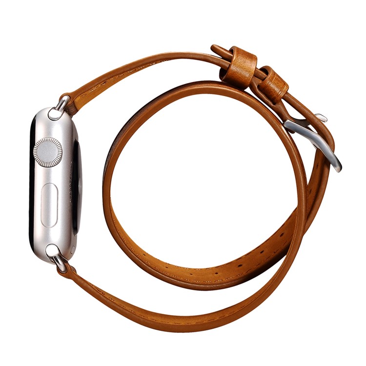 ICARER Classic Genuine Leather 4-pcs Watchstrap Set for Apple Watch 38mm Series 3 Series 1 Series 2 - Light Brown-10