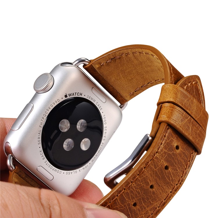 ICARER Classic Genuine Leather 4-pcs Watchstrap Set for Apple Watch 38mm Series 3 Series 1 Series 2 - Light Brown-11