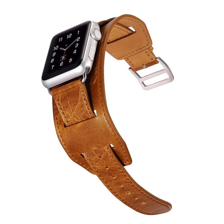ICARER Classic Genuine Leather 4-pcs Watchstrap Set for Apple Watch 38mm Series 3 Series 1 Series 2 - Light Brown-14