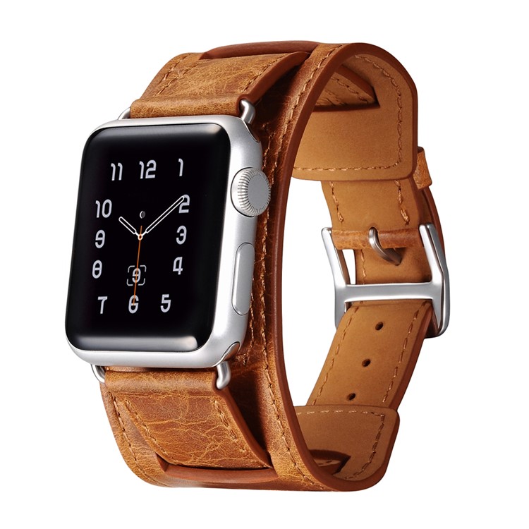 ICARER Classic Genuine Leather 4-pcs Watchstrap Set for Apple Watch 38mm Series 3 Series 1 Series 2 - Light Brown-2