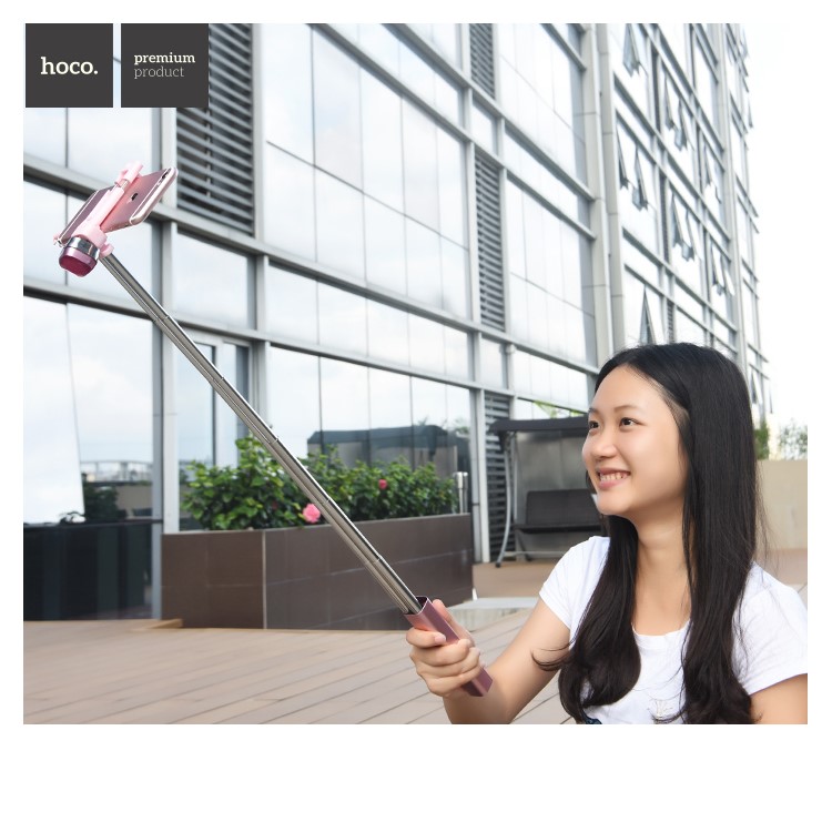 HOCO K1 Extendable 3.5mm Plug Wire Controllable Selfie Stick for iPhone Samsung Huawei - Rose Gold-7