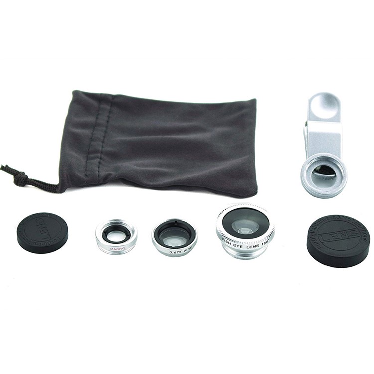 Universal Clip-on 3-in-1 Mobile Phone Camera Lens Kit 180° Fish Eye Lens + 0.67X Wide Angle Lens + Macro Lens - Black-13