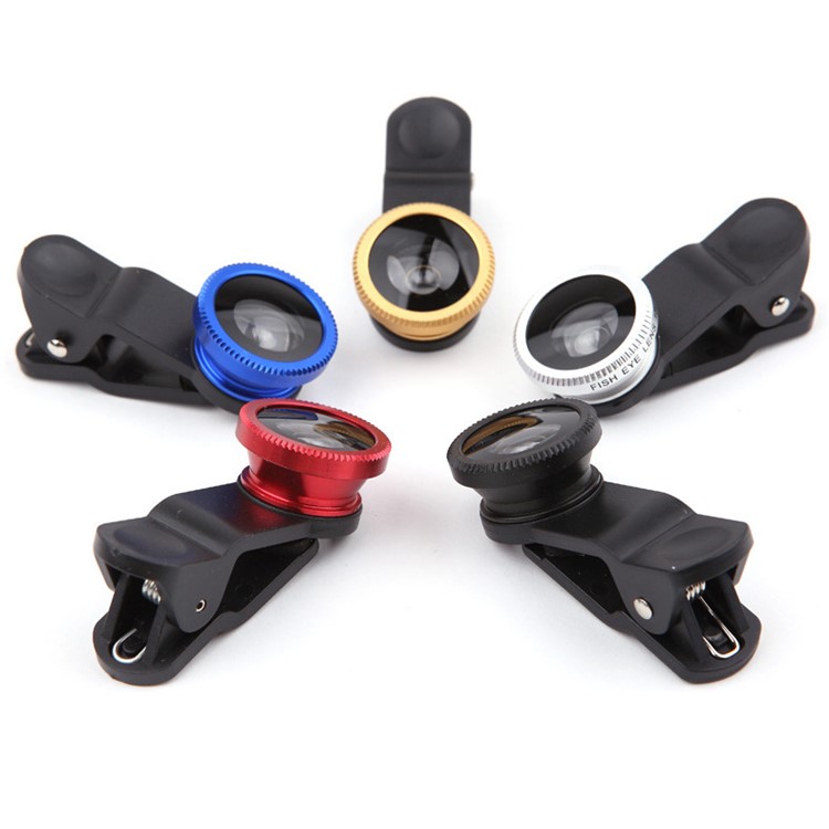 Universal Clip-on 3-in-1 Mobile Phone Camera Lens Kit 180° Fish Eye Lens + 0.67X Wide Angle Lens + Macro Lens - Black-8