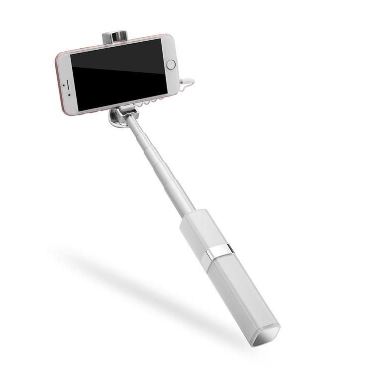 S1 Mini Lipstick Wired Monopod Extendable Selfie Stick for iPhone 6s/Huawei nova Etc - Silver Color-2