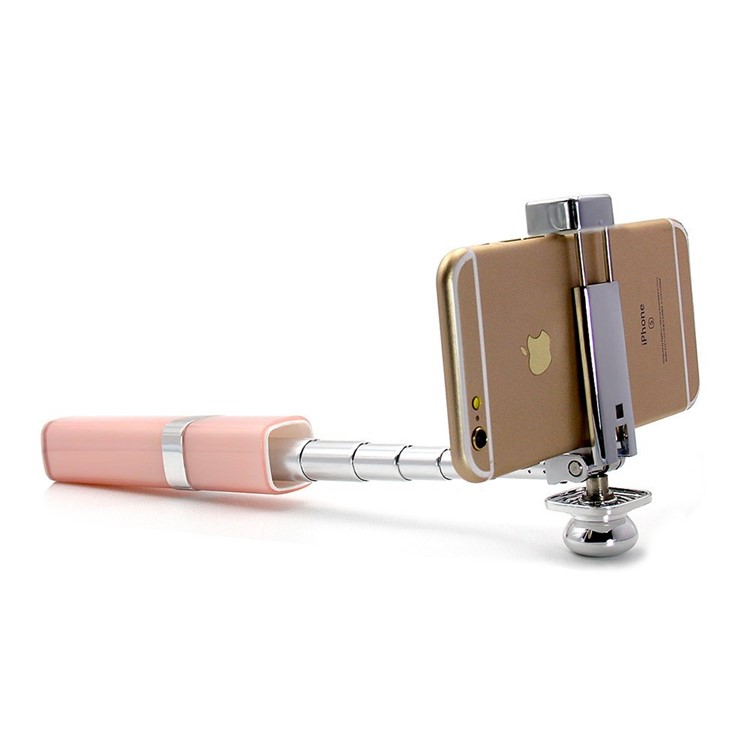 S1 Mini Lipstick Wired Selfie Stick Handheld Self-Pole for iPhone 6s/Huawei nova Etc - Pink-3