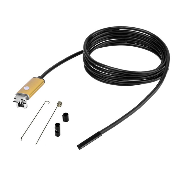 AN99 2M 8mm 6-LED 2.0MP HD 720P OTG Android PC USB Waterproof Endoscope Inspection Video Camera - Gold Color-5