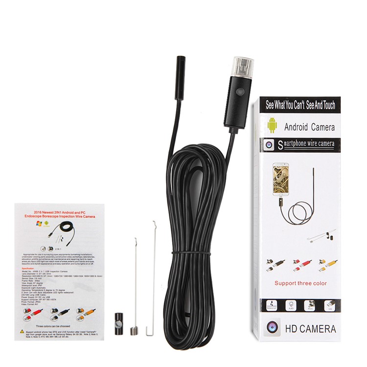 AN99 10M 8mm 6-LED 2.0MP HD 720P Android PC Endoscope USB Inspection Wire Camera - Black-3