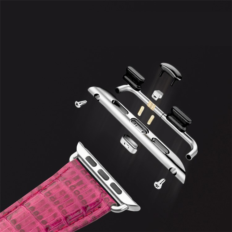 QIALINO Crocodile Texture Bracelet en cuir véritable pour Apple Watch 38mm Série 3 série 1 série 2 - Rose-12