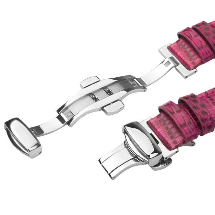 QIALINO Crocodile Texture Bracelet en cuir véritable pour Apple Watch 38mm Série 3 série 1 série 2 - Rose-6