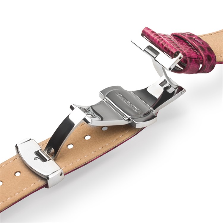 QIALINO Crocodile Texture Bracelet en cuir véritable pour Apple Watch 38mm Série 3 série 1 série 2 - Rose-7