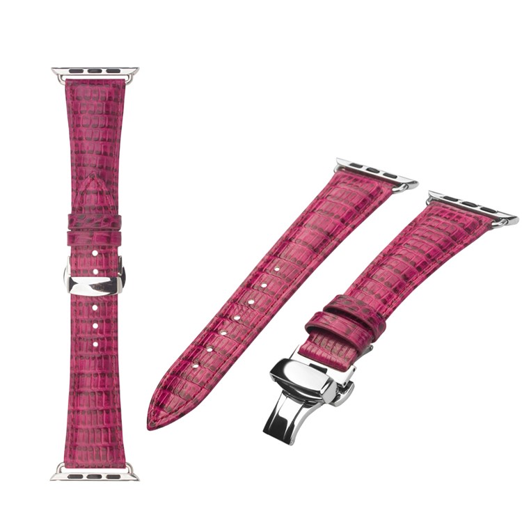QIALINO Crocodile Texture Bracelet en cuir véritable pour Apple Watch 38mm Série 3 série 1 série 2 - Rose-8