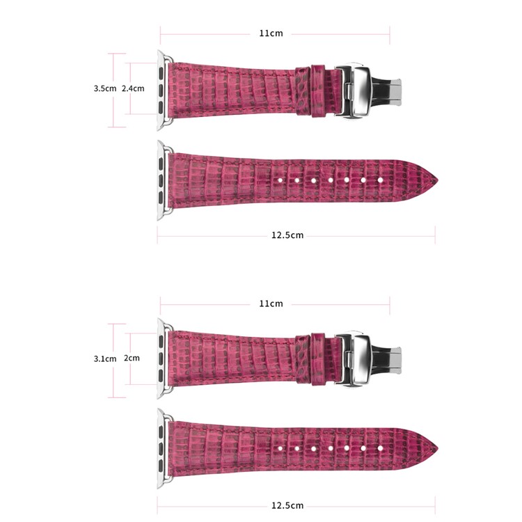 QIALINO Crocodile Texture Bracelet en cuir véritable pour Apple Watch 38mm Série 3 série 1 série 2 - Rose-9