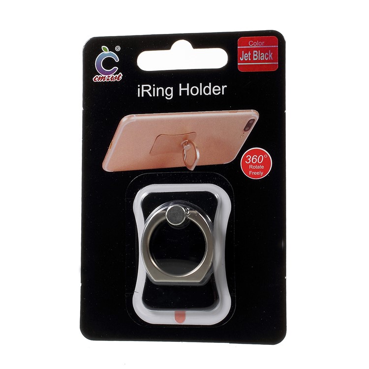 CMZWT Metal Ring Holder Stand 360-Degree Rotation for Cellphone Tablet - Jet Black-7