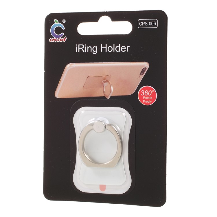 CMZWT 360-Degree Rotating Metal Finger Ring Holder for Cellphone Tablet - White-8