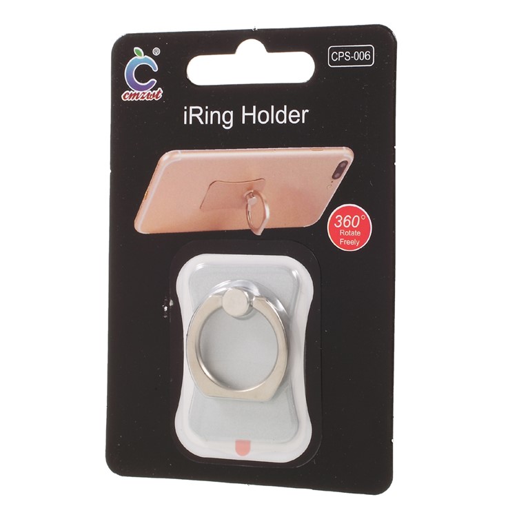 CMZWT 360-Degree Rotary Metal Finger Ring Stand for Cellphone Tablet - Silver Color-8