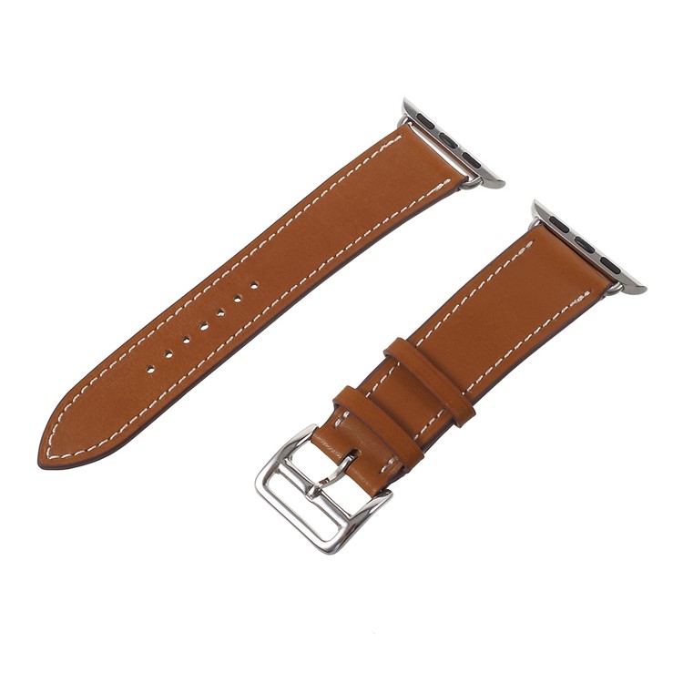 Single Tour Genuine Leather Wrist Strap for Apple Watch Series 3 Series 1 Series 2 38mm - Brown-1