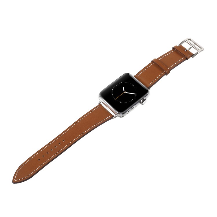Single Tour Genuine Leather Wrist Strap for Apple Watch Series 3 Series 1 Series 2 38mm - Brown-2