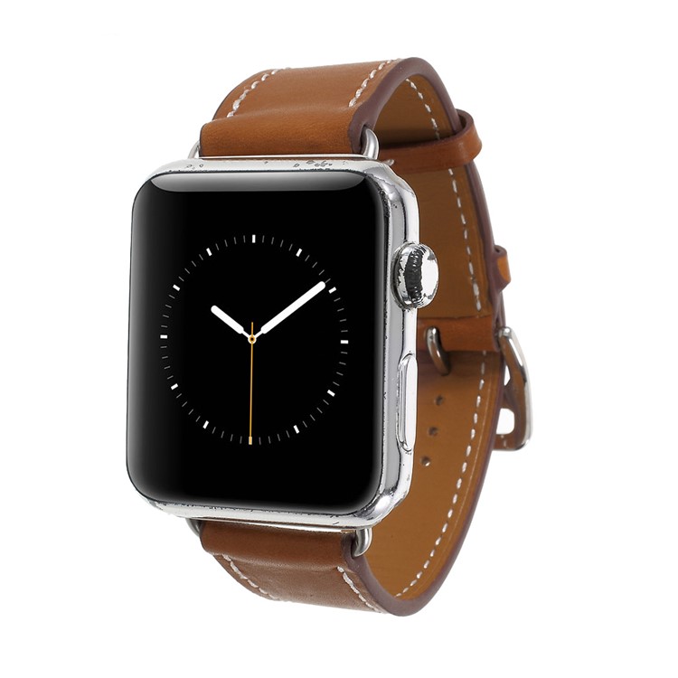 Single Tour Genuine Leather Wrist Strap for Apple Watch Series 3 Series 1 Series 2 38mm - Brown-3