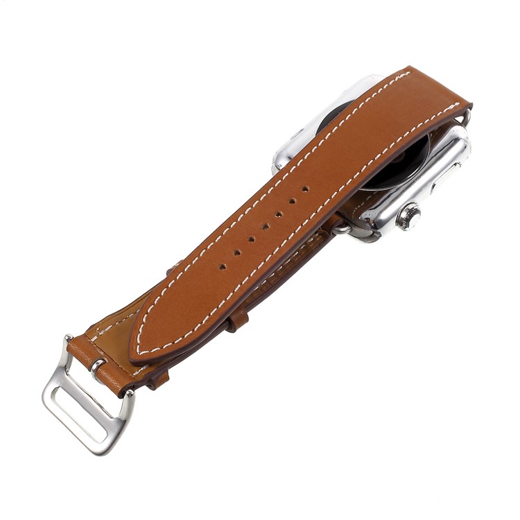Single Tour Genuine Leather Wrist Strap for Apple Watch Series 3 Series 1 Series 2 38mm - Brown-6
