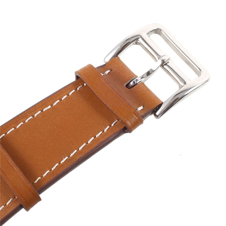 Single Tour Genuine Leather Wrist Strap for Apple Watch Series 3 Series 1 Series 2 38mm - Brown-7