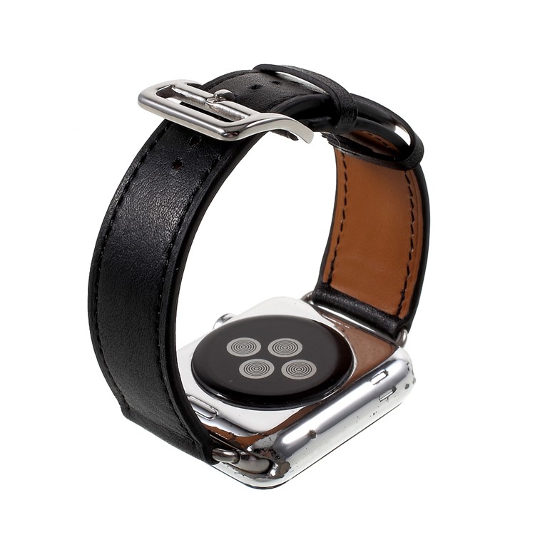 Single Tour Genuine Leather Watch Band for Apple Watch Series 1 Series 2 Series 3 42mm - Black-4