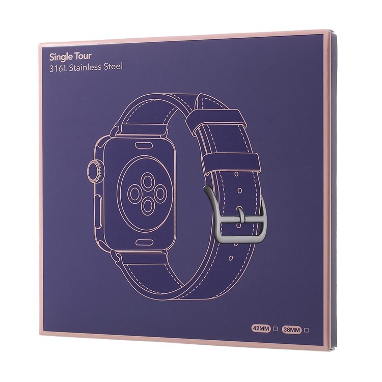 Pulseira Única Pulseira De Couro Genuíno Para Apple Watch Series 4 44mm / Series 3/2/1 42mm - Castanho-8