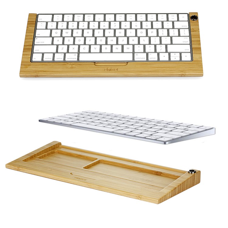 SAMDI Wooden Keyboard Tray Holder for Apple iMac Bluetooth Keyboard 2 Generation - Bamboo-1