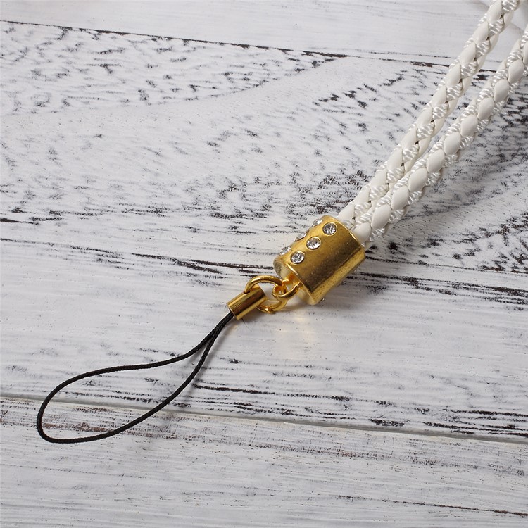 Woven Pattern Universal Detachable Long Lanyard Neck Strap for Cellphone Camera - White-2