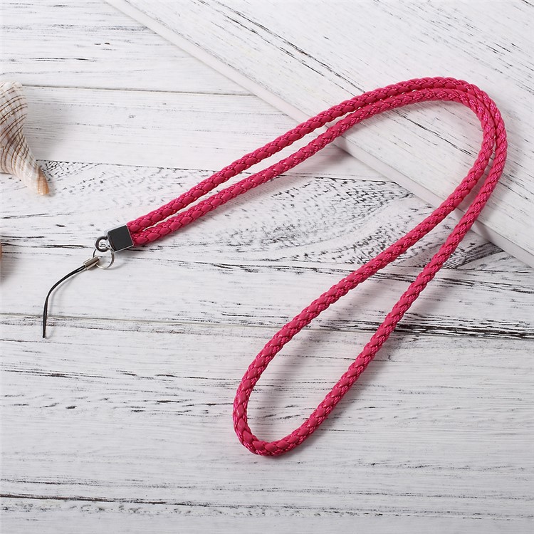Woven Pattern Detachable Long Lanyard Neck Strap for Cellphone Camera - Rose-1
