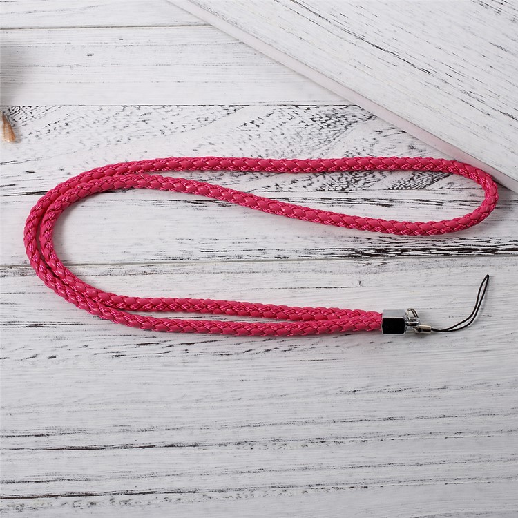 Woven Pattern Detachable Long Lanyard Neck Strap for Cellphone Camera - Rose-2